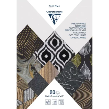 Papier Czerpany - Blok - 20 Arkuszy - Czarny/Biały - mix odcieni oraz wzorów