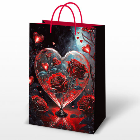 Zdjęcie przedstawia: Torebka Ozdobna Mała czerwono-czarna z motywem róż.