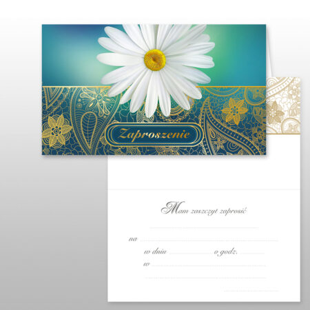 Zdjęcie przedstawia: Zaproszenie Ogólne Zestaw 5 sztuk + koperty z motywem stokrotki