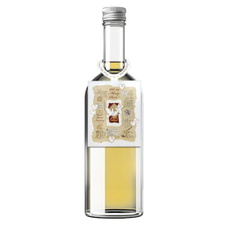 Zdjęcie przedstawia zawieszkę na alkohol z napisem "Sto lat Młodej Parze!".