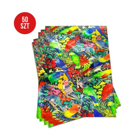 Zdjęcie przedstawia: Torebka Prezentowa z Folii Metalizowanej Papugi 10×15 cm 50szt