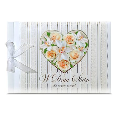 Zdjęcie przedstawia pamiątka album ślubny na zdjęcia. "W dniu ślubu " na zawsze razem"."