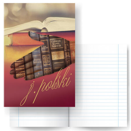 Zdjęcie przedstawia zeszyt do języka polskiego w linię.