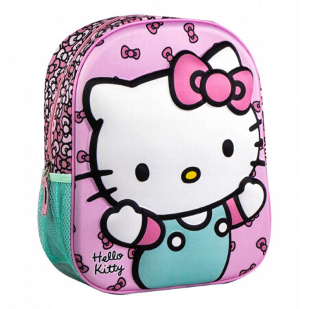 Zdjęcie przedstawia; Plecak Hello Kitty 3D Dziecięcy Przedszkolny Wycieczkowy 31x25x10 cm