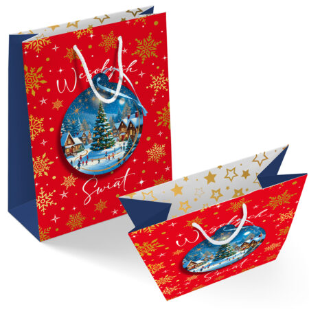 Torebka Prezentowa Średnia Świąteczna z Ozdobną Bombką.