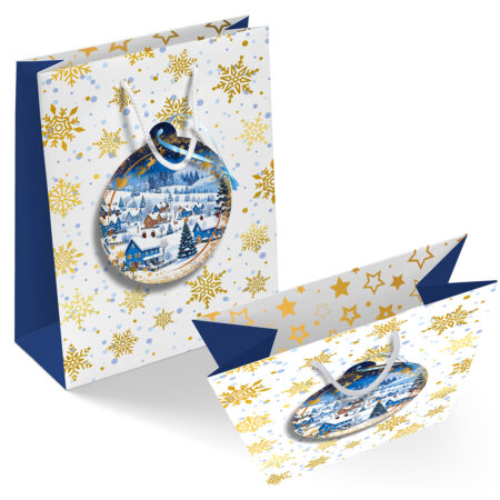 Torebka Prezentowa Średnia Świąteczna z Ozdobną Bombką.