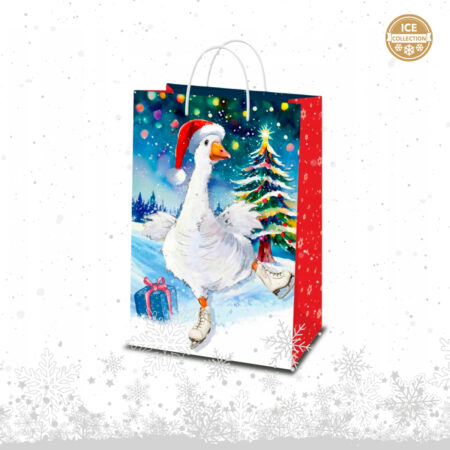 Torebka ozdobna bożonarodzeniowa z motywem Gęsi Pipy na łyżwach