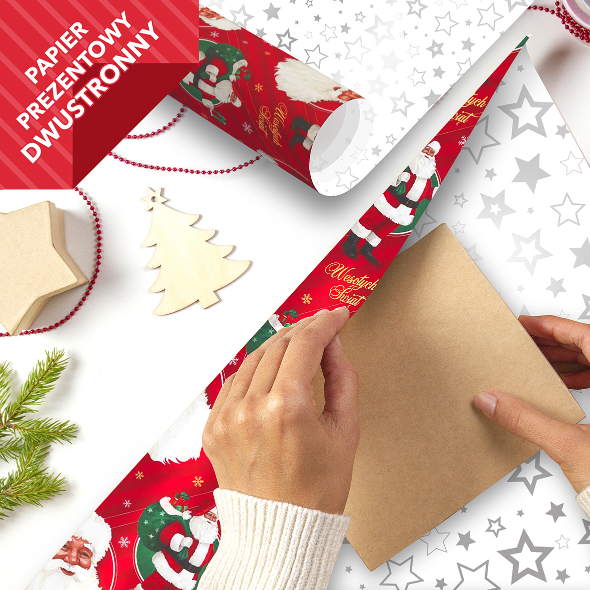 Papier Prezentowy Świąteczny Dwustronny.