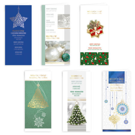 Kartki bożonarodzeniowe złocone.