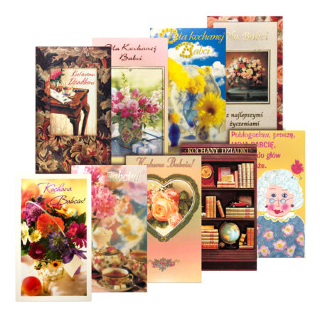 Kartki z okazji dnia Babci i Dziadka w różne wzory.
