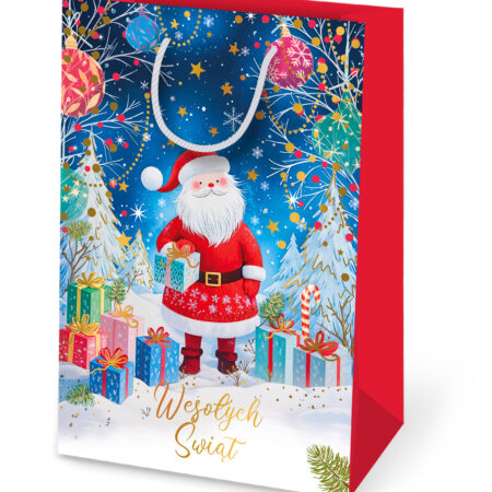 Torebka świąteczna ozdobna Święty Mikołaj.