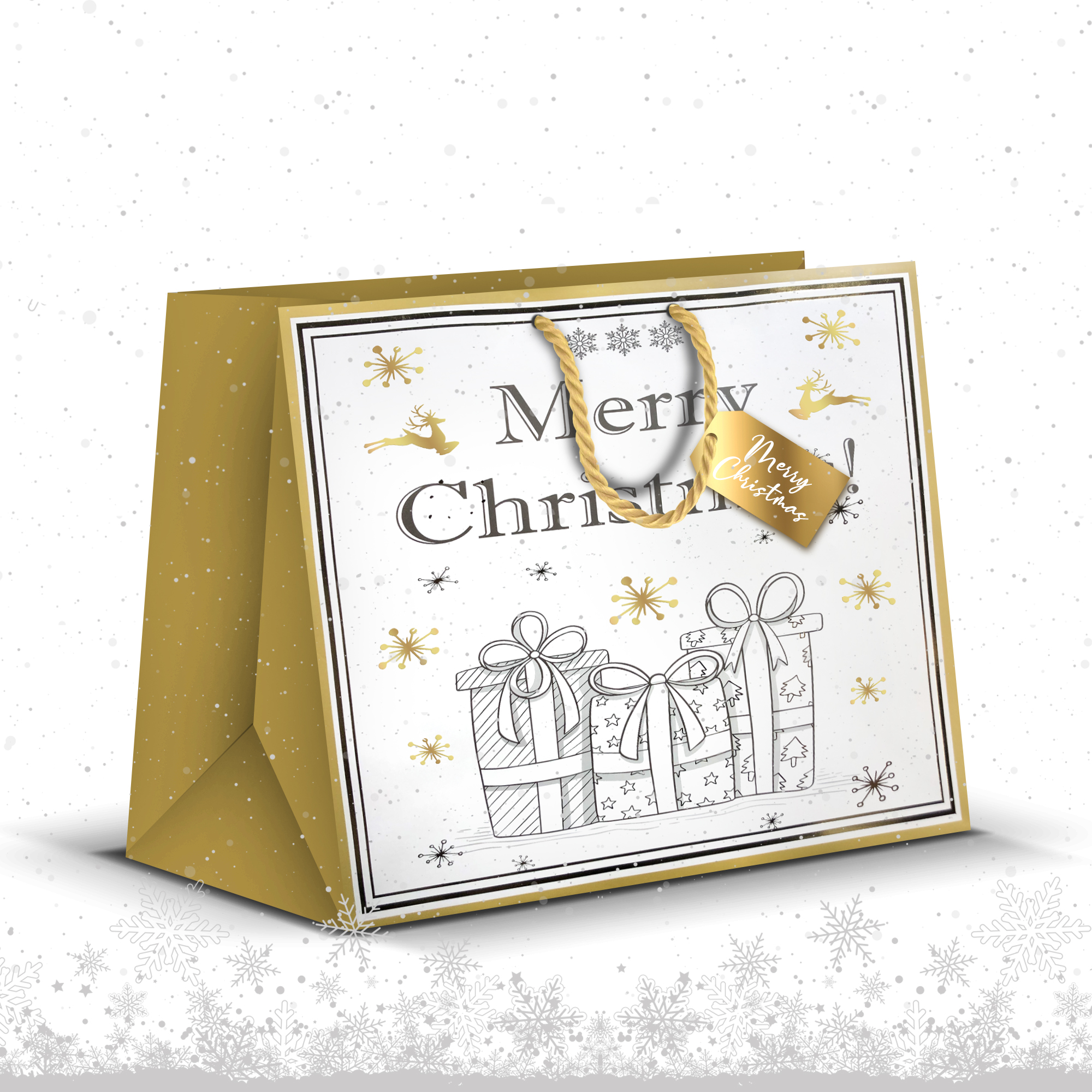 Torebka ozdobna świąteczna luksusowa biało-złota.