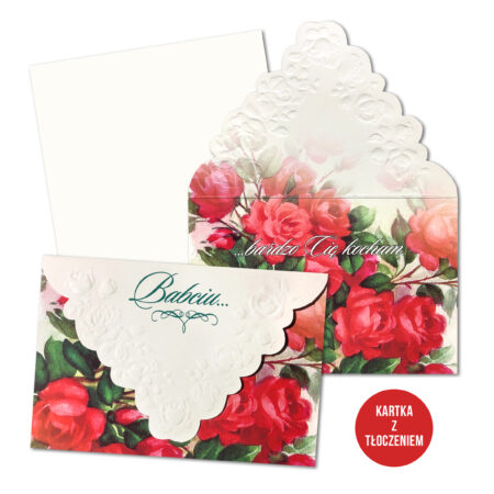 Kartka z okazji dnia Babci z tłoczeniami.
