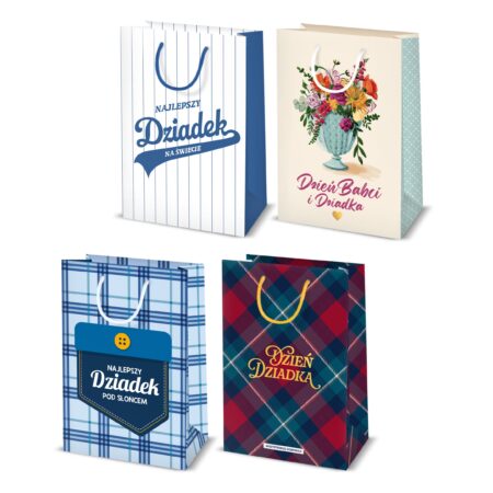 Torebki ozdobne z okazji dnia Dziadka, różne wzory.