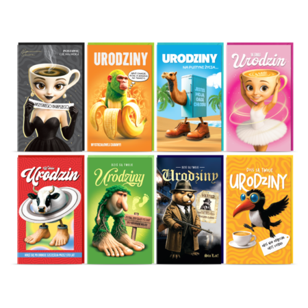 Kartki urodzinowe tłoczone z motywem italian brainrot.