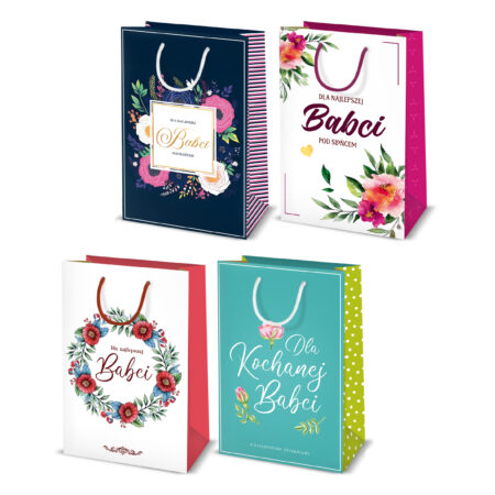 Torebki ozdobne z okazji dnia Babci, różne wzory.