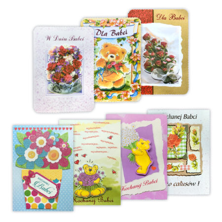 Kartki z okazji dnia Babci w różne wzory.