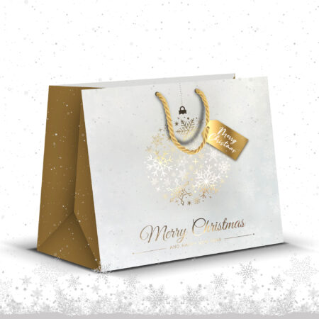 Torebka ozdobna świąteczna luksusowa biało-złota.