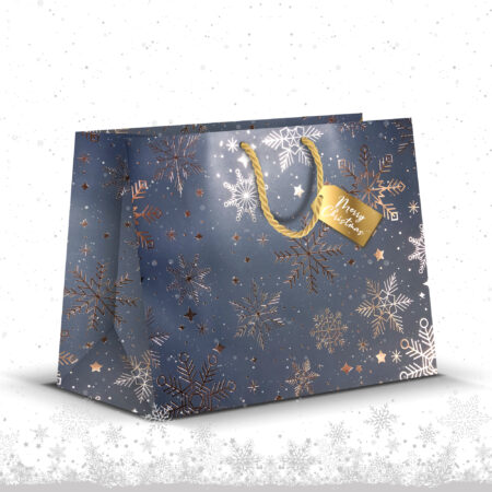 Torebka ozdobna świąteczna luksusowa granatowo-złota.