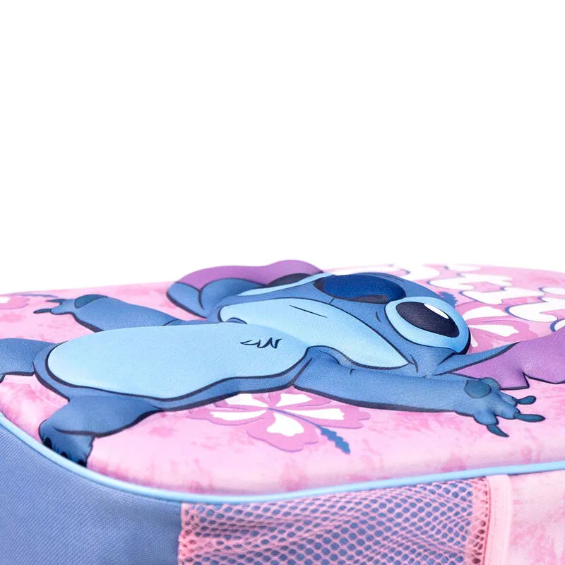Zdjęcie przedstawia element 3D plecaka z motywem Stitch.