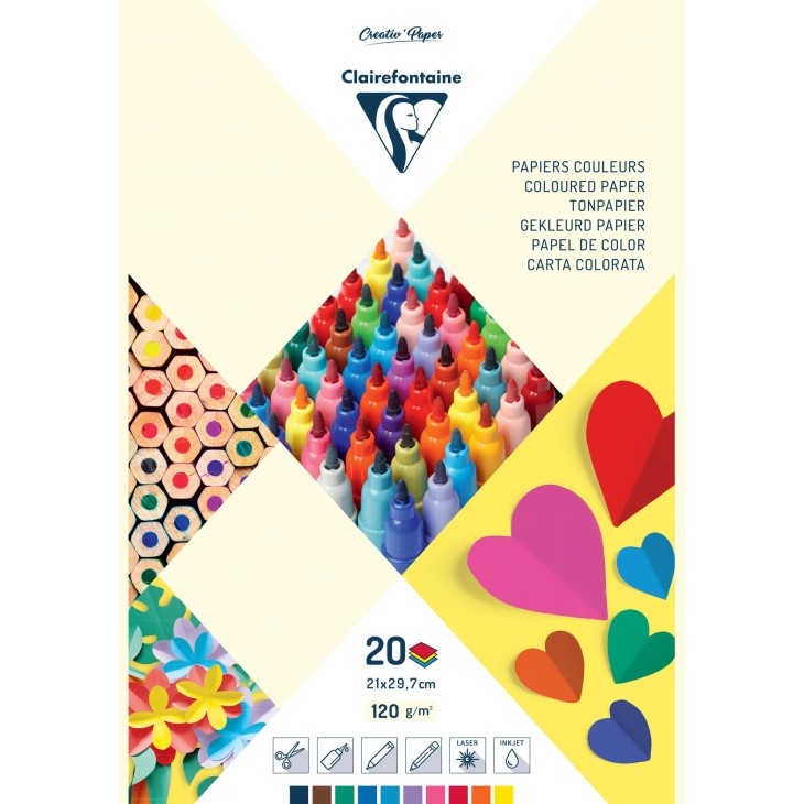 Zdjęcie przedstawia blok papierów kolorowych firmy Clairefontaine.