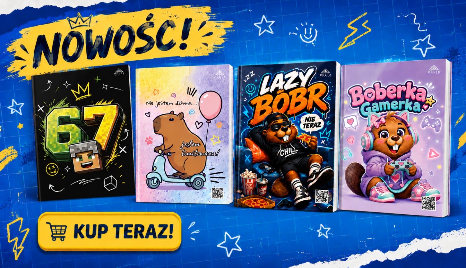 Nowość — zeszyty 67, kapibara, Lazy Bóbr i Boberka Gamerka. Kup teraz!