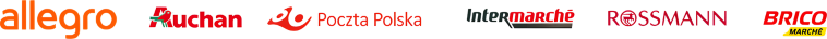 Allegro, Auchan, Poczta Polska, Intermarché, Rossmann, Bricomarché